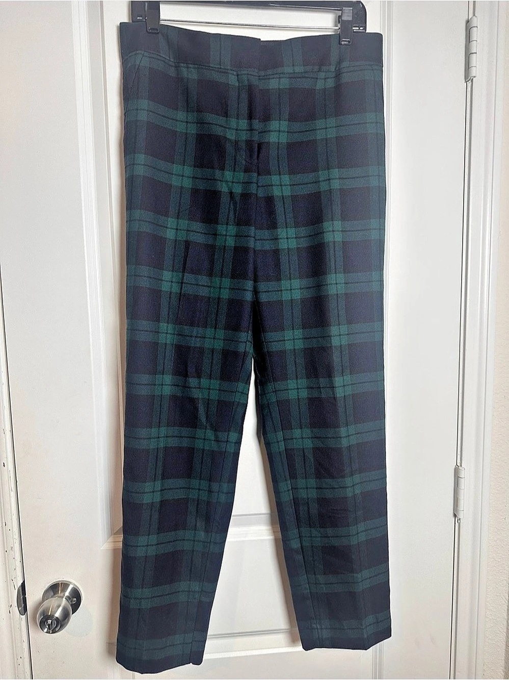 Talbots Hampshire Ankle Pants - Black Watch Plaid Green & Blue Size 10
